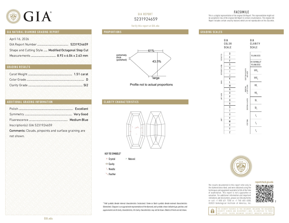 1.51ct | D/SI2 Octagonal Shape Step Cut Diamond (GIA) - Modern Rustic Diamond