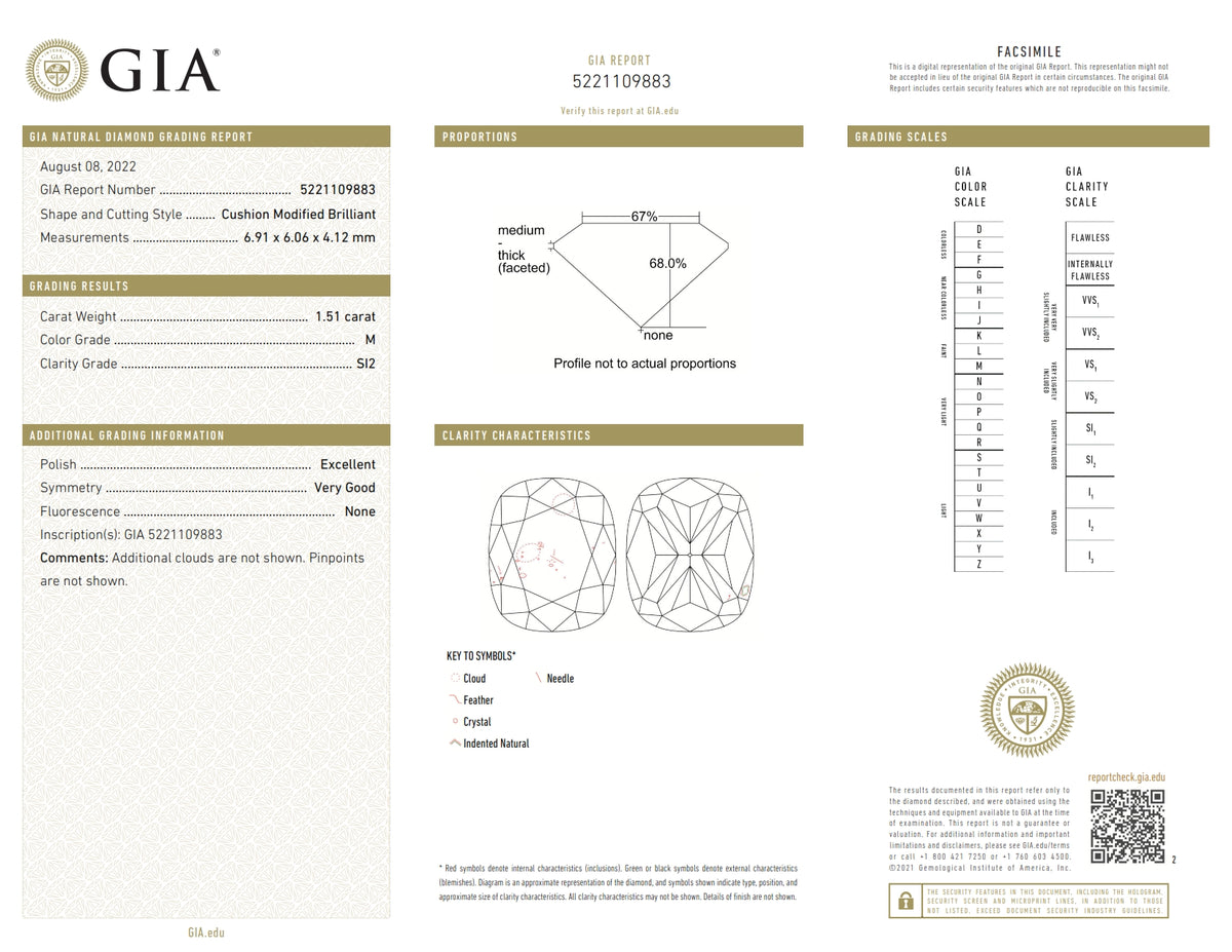 1.51ct | M/SI2 Cushion Shape Brilliant Cut Diamond (GIA) - Modern Rustic Diamond