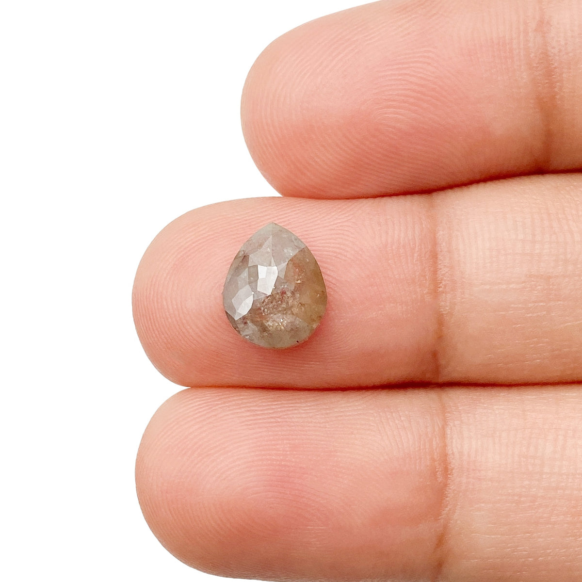 1.51ct | Salt & Pepper Pear Shape Rose Cut Diamond - Modern Rustic Diamond