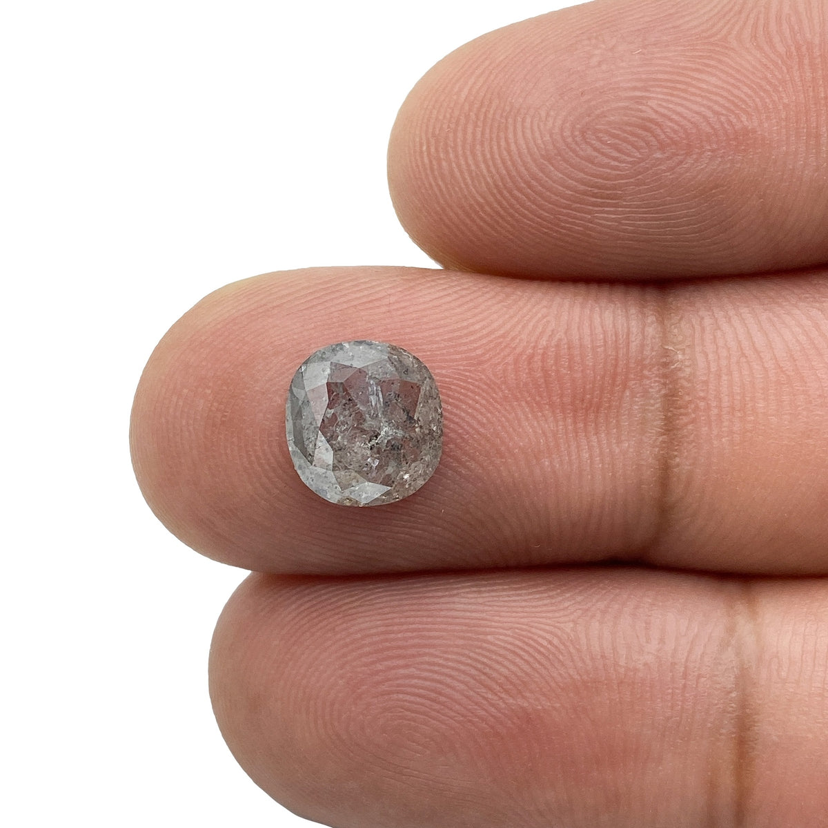 1.51ct | Salt & Pepper Cushion Shape Rose Cut Diamond - Modern Rustic Diamond