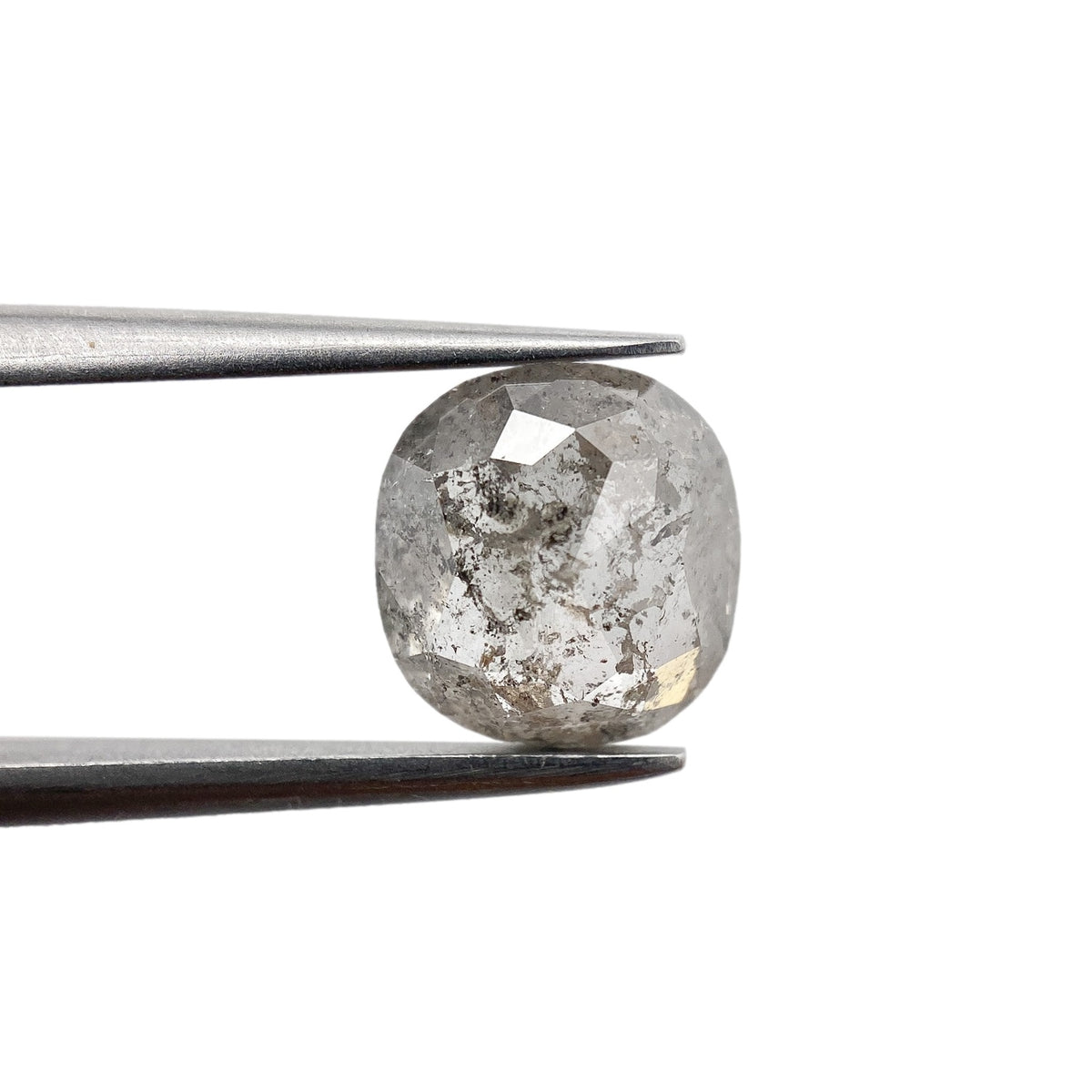 1.51ct | Salt & Pepper Cushion Shape Rose Cut Diamond - Modern Rustic Diamond