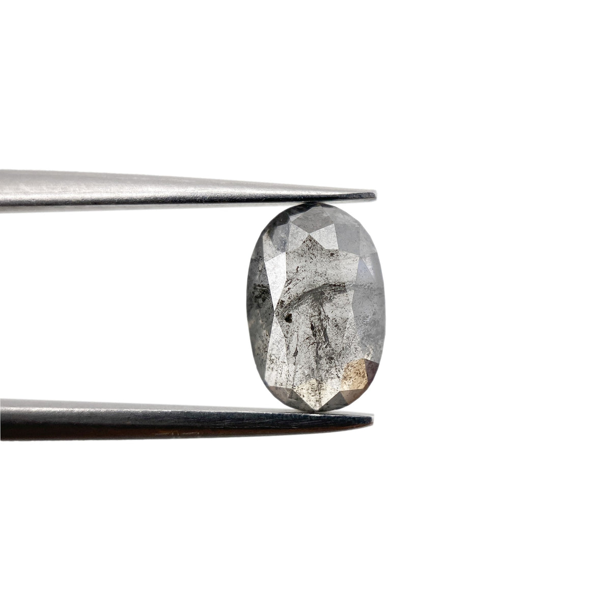 1.51ct | Salt & Pepper Oval Shape Rose Cut Diamond - Modern Rustic Diamond
