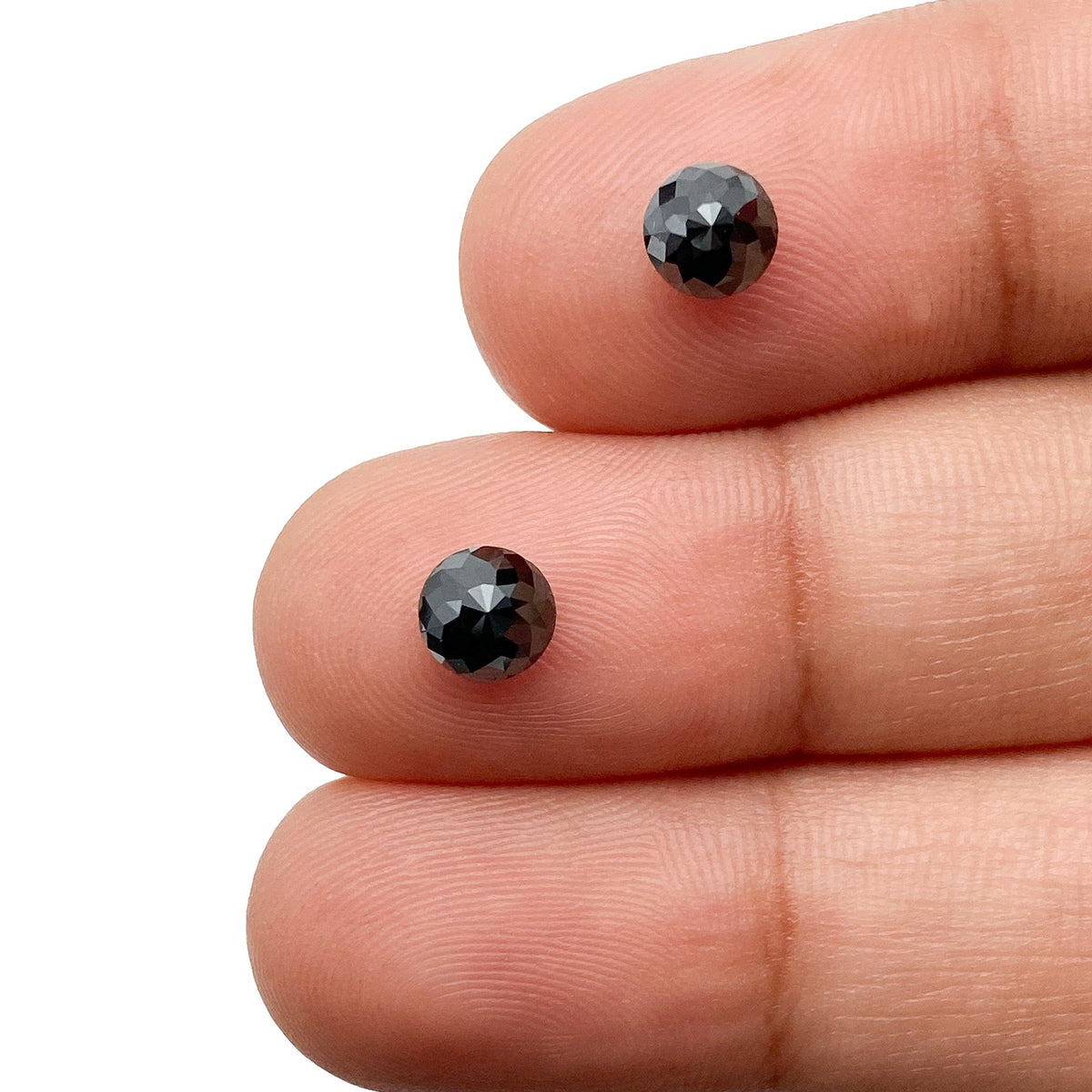 1.51cttw | Black Round Shape Rose Cut Diamond Matched Pair-Modern Rustic Diamond