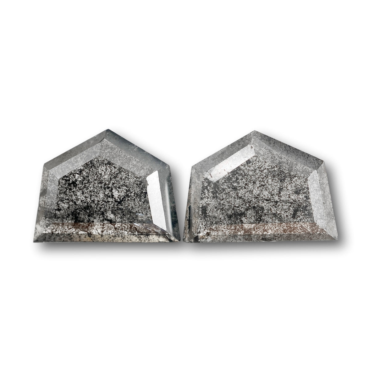 2.90cttw | Salt & Pepper Shield Shape Rose Cut Diamond Matched Pair