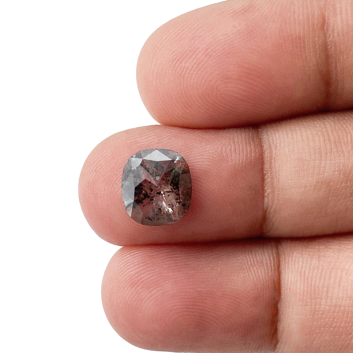 1.52ct | Salt & Pepper Cushion Shape Rose Cut Diamond - Modern Rustic Diamond