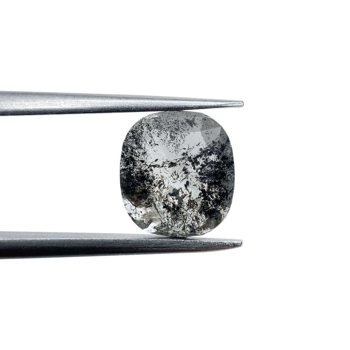 1.52ct | Salt & Pepper Cushion Shape Rose Cut Diamond - Modern Rustic Diamond
