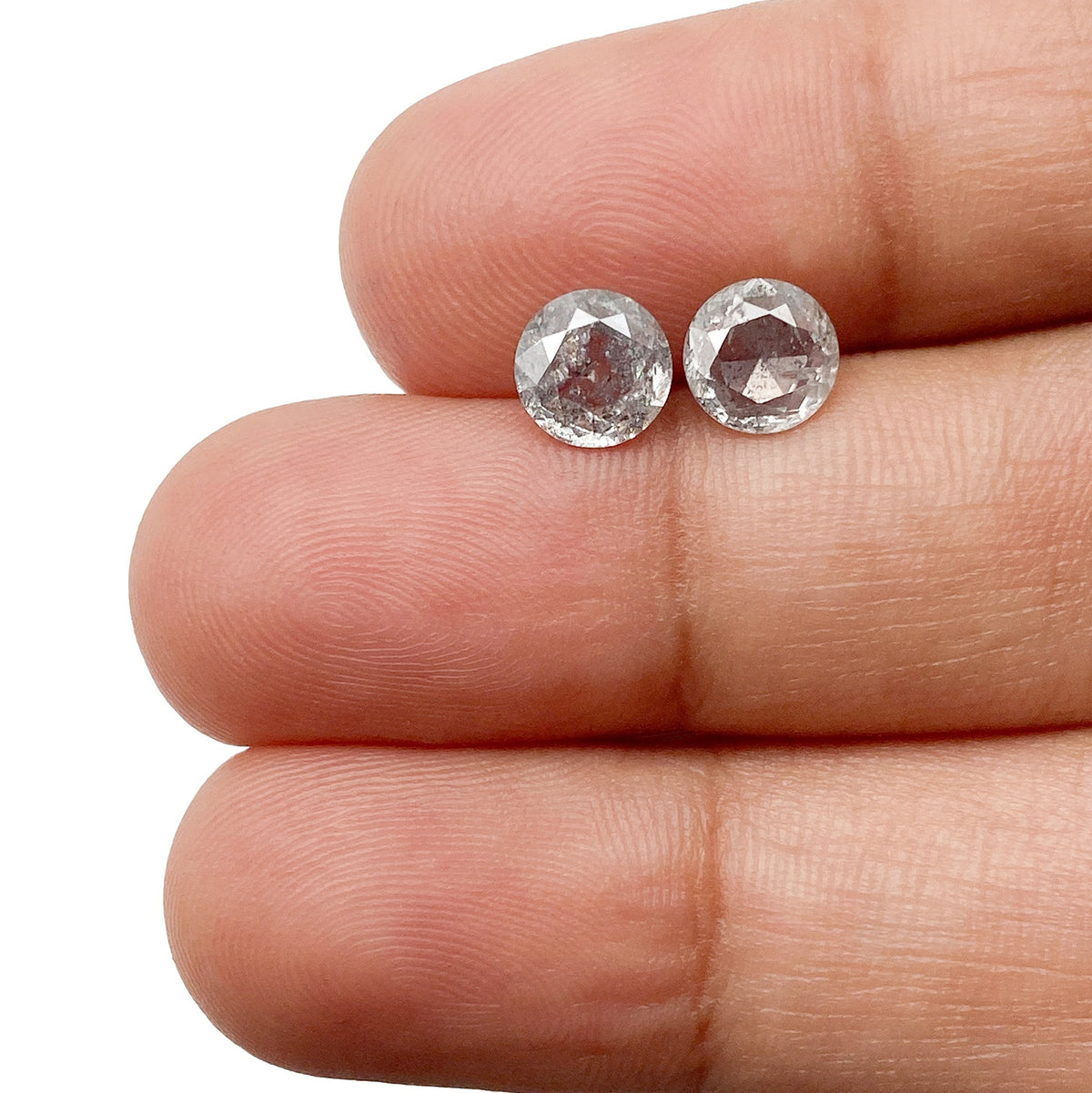 1.52cttw | Rustic Round Shape Brilliant Cut Diamond Matched Pair - Modern Rustic Diamond