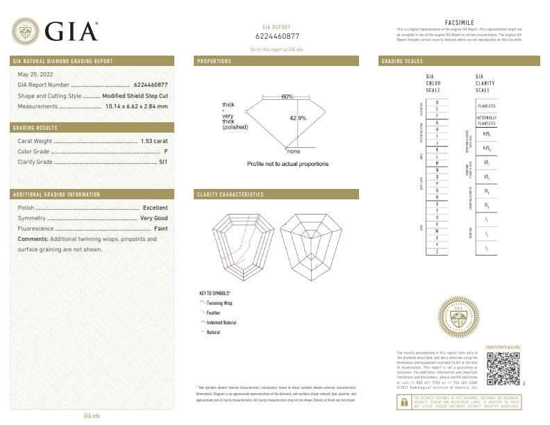 1.53ct | F/SI1 Shield Shape Step Cut Diamond (GIA) - Modern Rustic Diamond