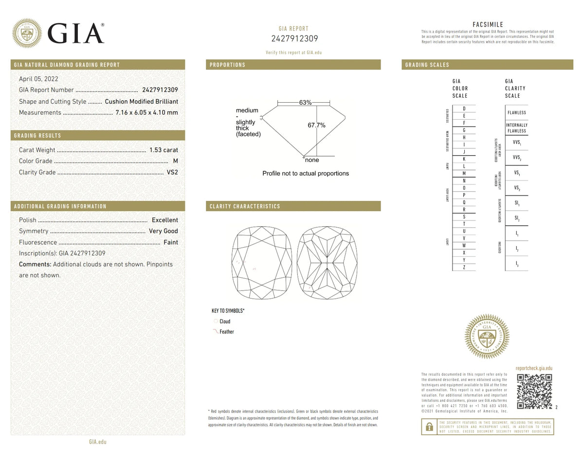 1.53ct | M/VS2 Cushion Shape Brilliant Cut Diamond (GIA) - Modern Rustic Diamond