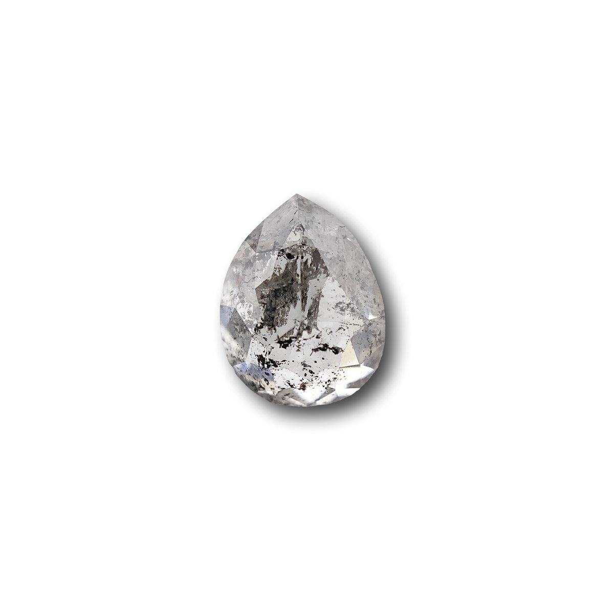1.12ct | Salt & Pepper Pear Shape Rose Cut Diamond - Modern Rustic Diamond