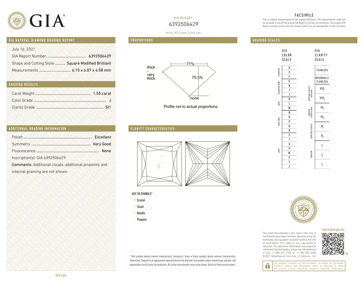 1.55ct | J/SI1 Princess Shape Brilliant Cut Diamond (GIA) - Modern Rustic Diamond