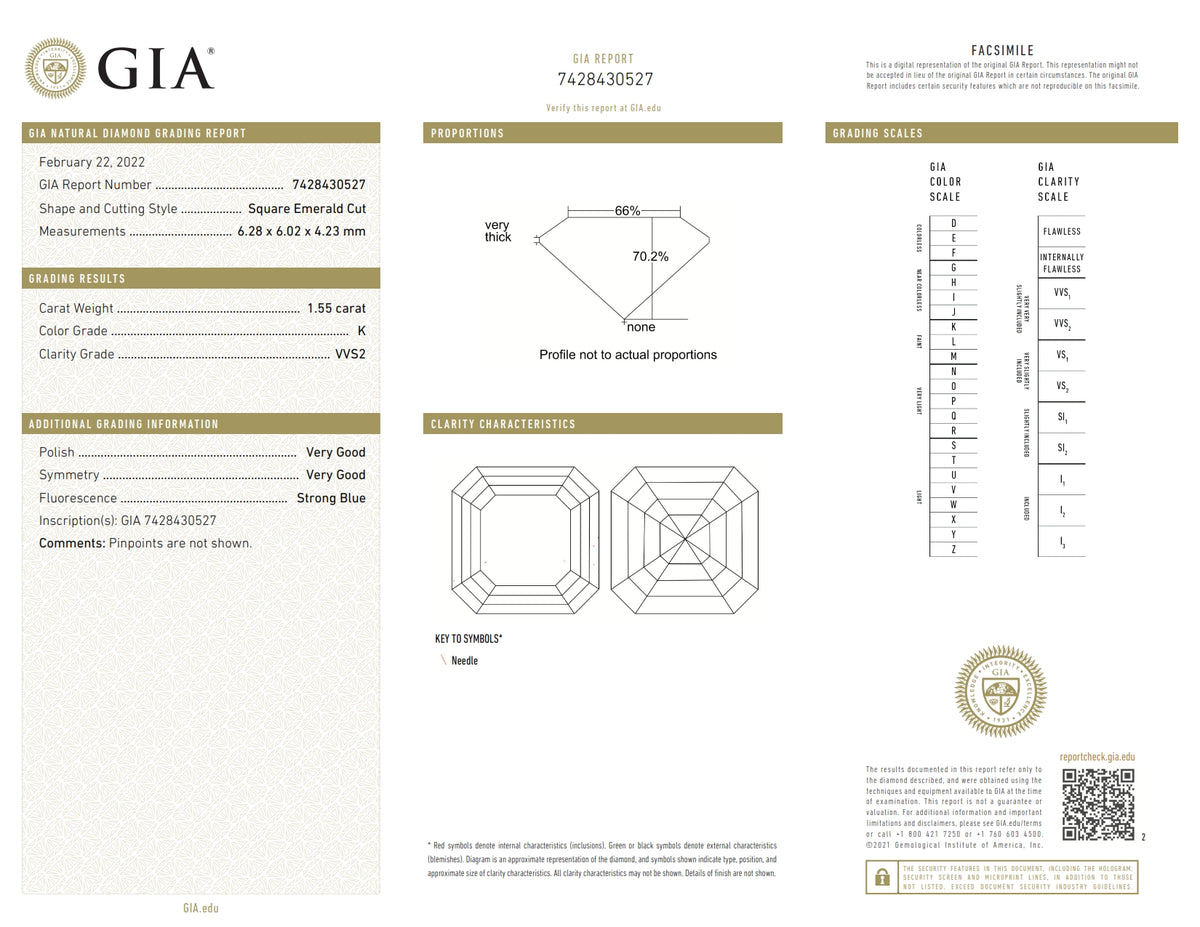 1.55ct | K/VVS2 Asscher Shape Step Cut Diamond (GIA) - Modern Rustic Diamond