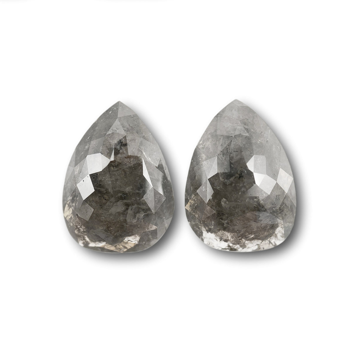 5.29cttw | Salt & Pepper Pear Shape Rose Cut Diamond Matched Pair