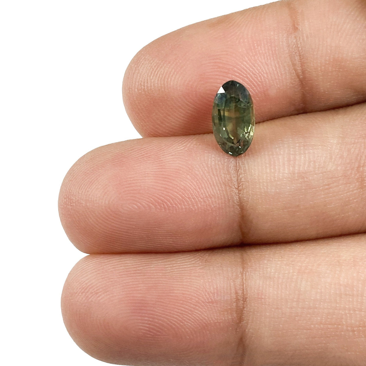 1.56ct | Brilliant Cut Oval Shape Green Montana Sapphire-Modern Rustic Diamond