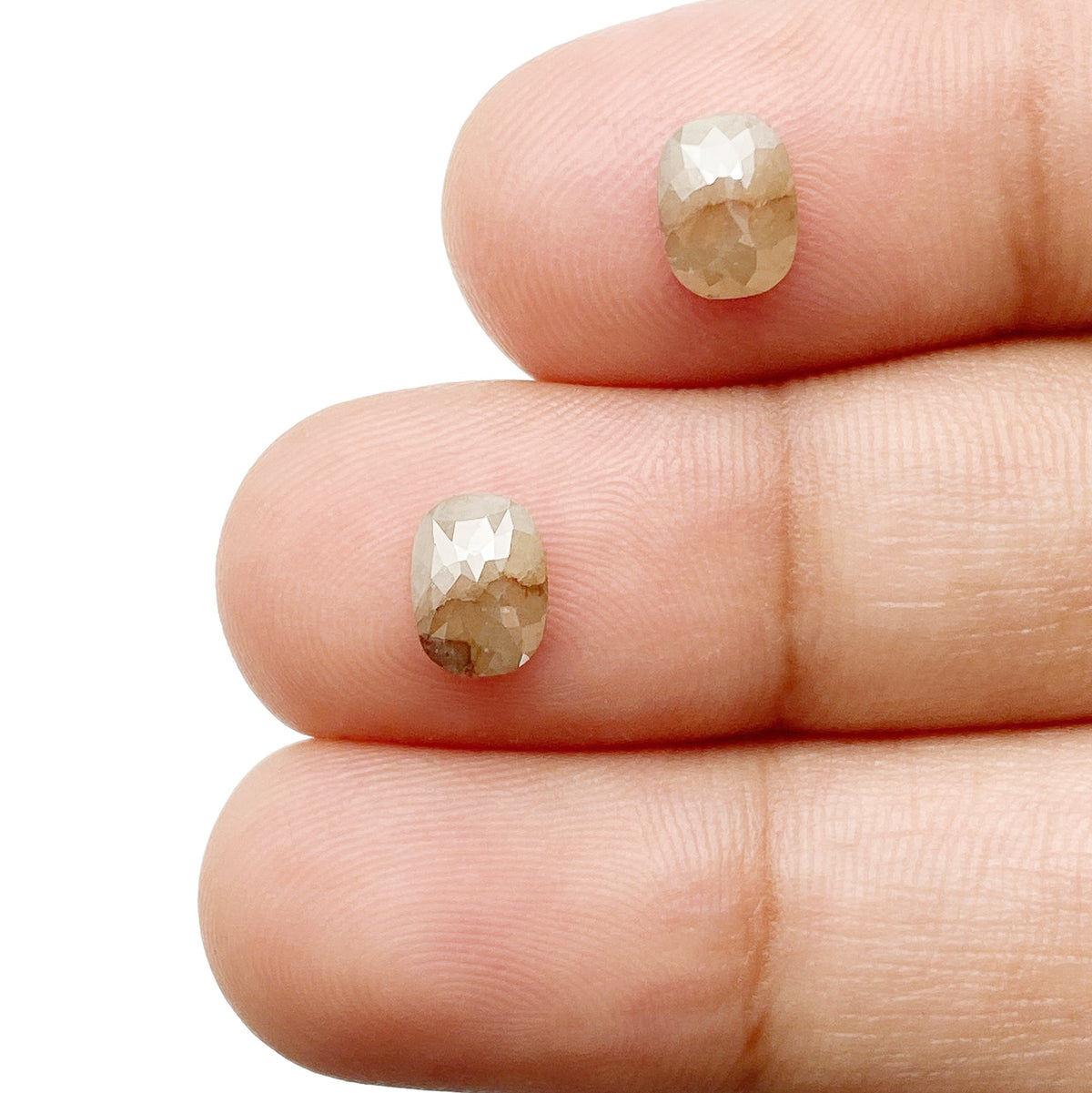1.56cttw | Rustic  Cushion Shape Rose Cut Diamond Matched Pair - Modern Rustic Diamond
