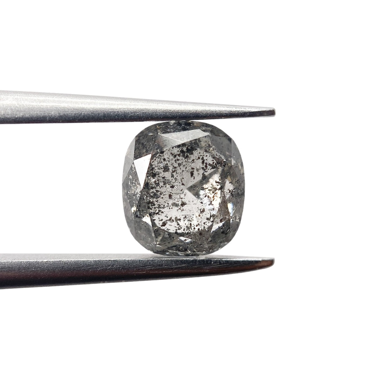 1.57ct | Salt & Pepper Cushion Shape Brilliant Cut Diamond - Modern Rustic Diamond