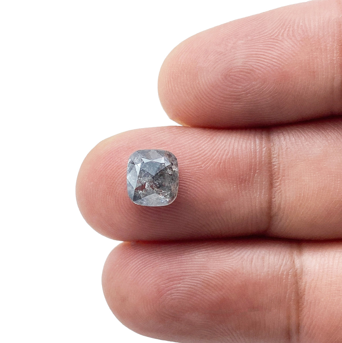 1.57ct | Salt & Pepper Cushion Shape Rose Cut Diamond - Modern Rustic Diamond