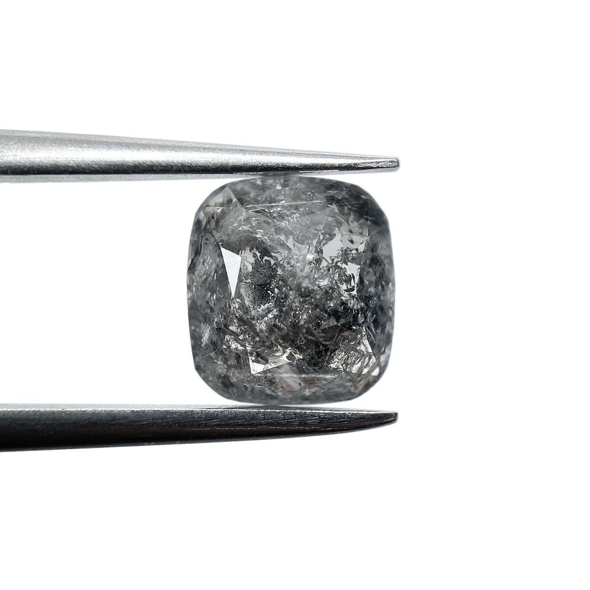 1.57ct | Salt & Pepper Cushion Shape Rose Cut Diamond - Modern Rustic Diamond