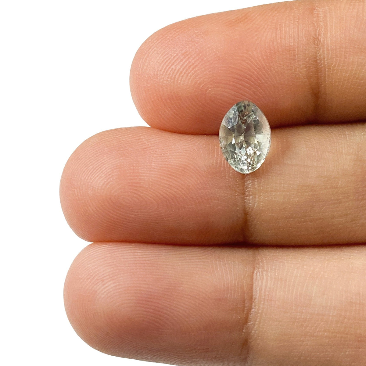 1.59ct | Brilliant Cut Oval Shape Light Green Sapphire-Modern Rustic Diamond