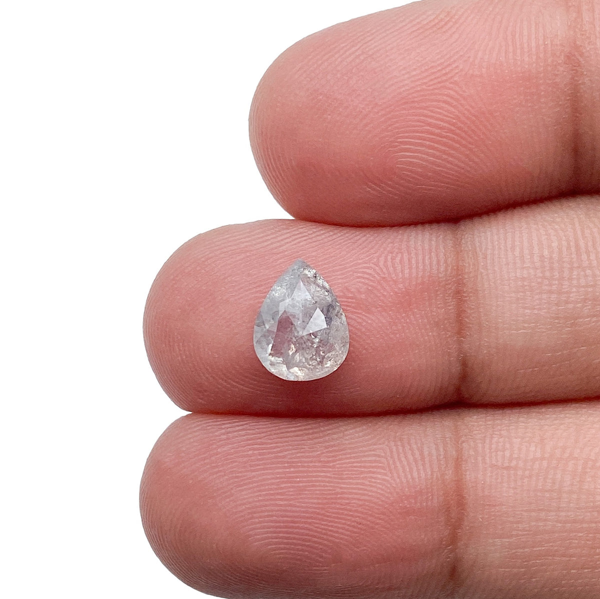 1.59ct | Salt & Pepper Pear Shape Rose Cut Diamond - Modern Rustic Diamond