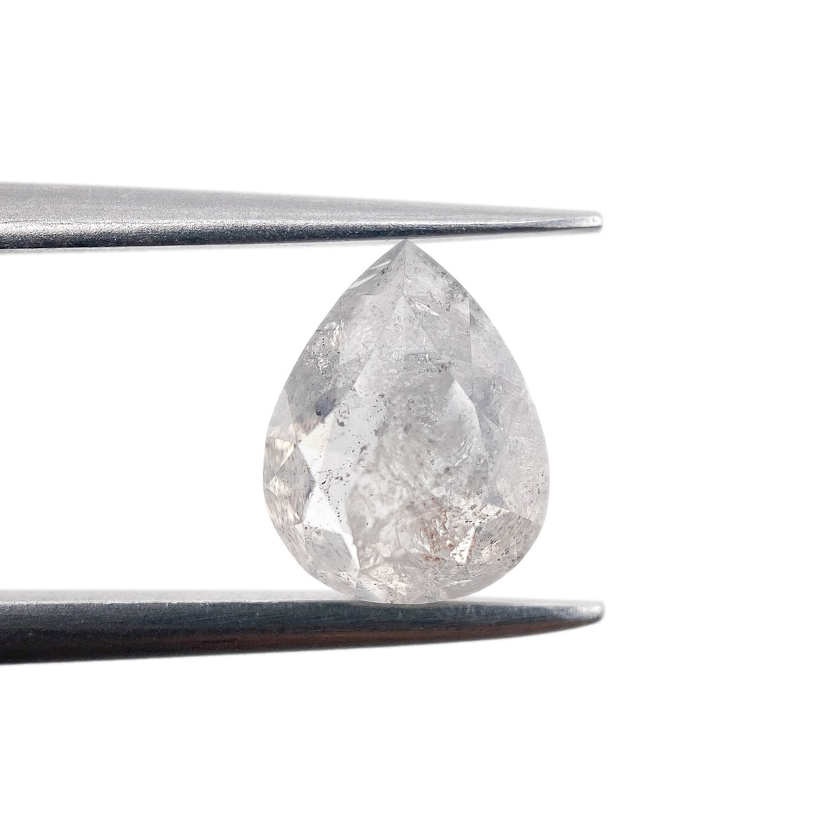 1.59ct | Salt & Pepper Pear Shape Rose Cut Diamond - Modern Rustic Diamond