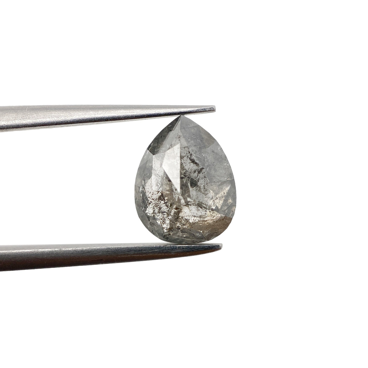 1.59ct | Salt & Pepper Pear Shape Rose Cut Diamond - Modern Rustic Diamond