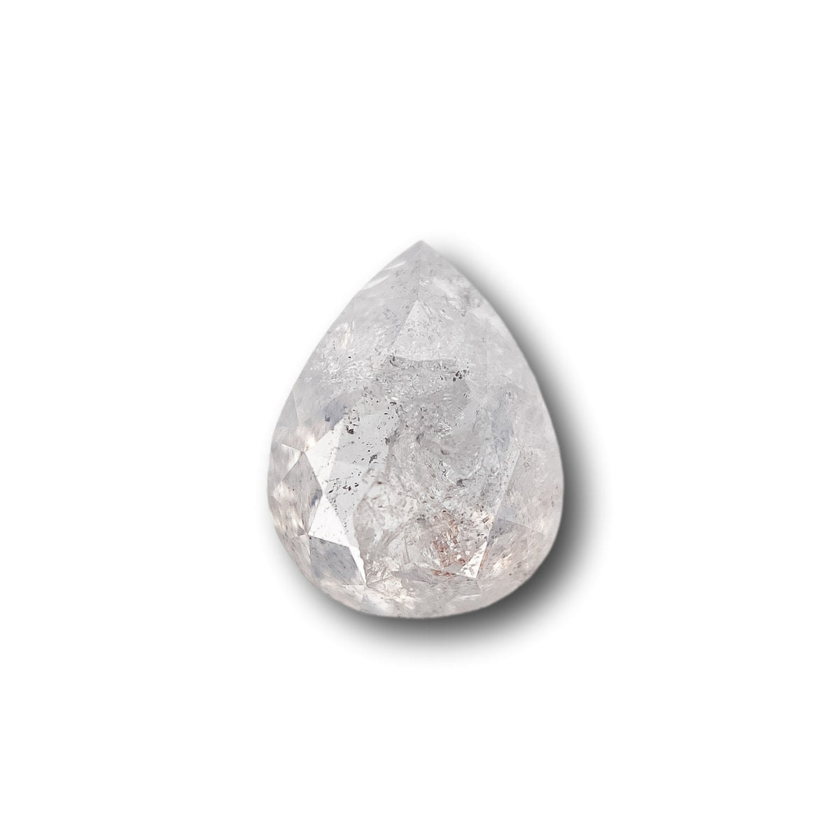 1.59ct | Salt & Pepper Pear Shape Rose Cut Diamond - Modern Rustic Diamond