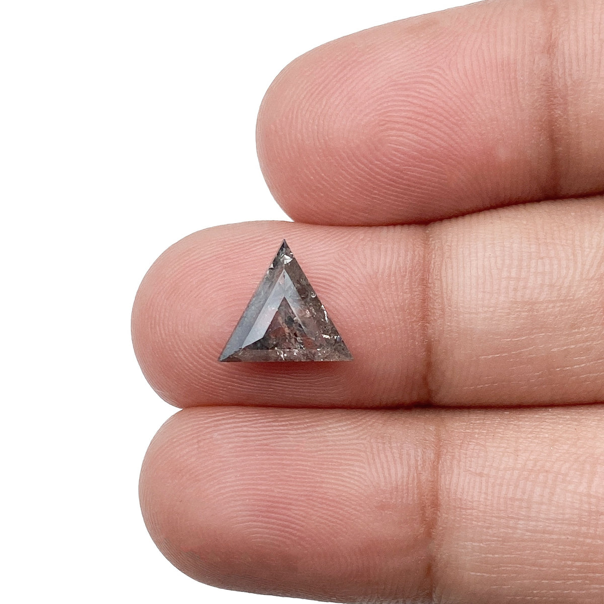 1.59ct | Salt & Pepper Triangular Shape Rose Cut Diamond - Modern Rustic Diamond