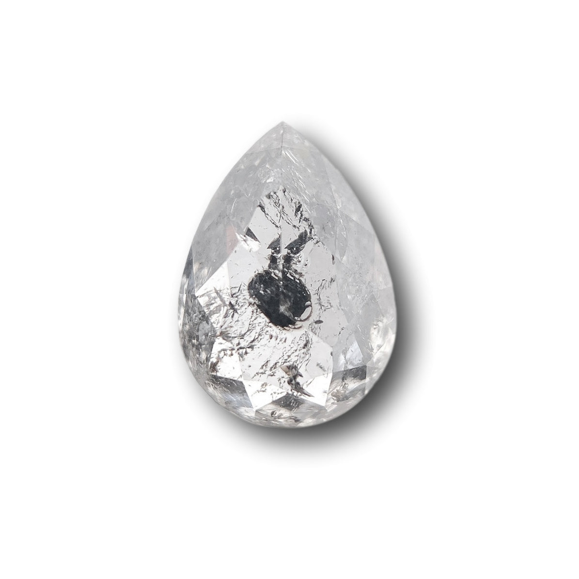 0.94ct | Salt & Pepper Pear Shape Rose Cut Diamond