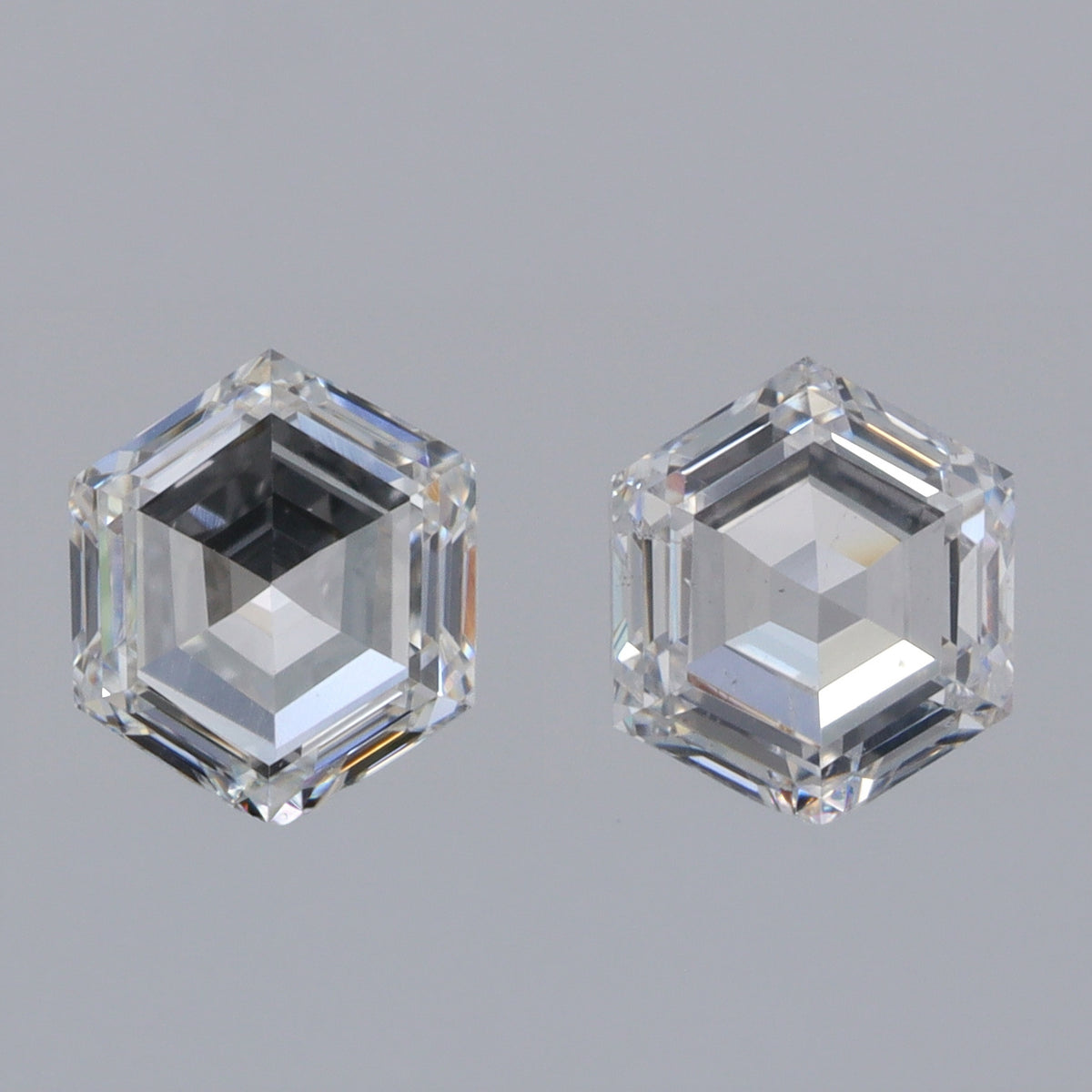 0.57cttw | D-E VVS-VS Hexagon Shape Step Cut Diamond Matched Pair - Modern Rustic Diamond