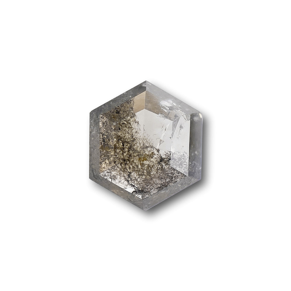 0.90ct | Salt & Pepper Hexagon Shape Rose Cut Diamond