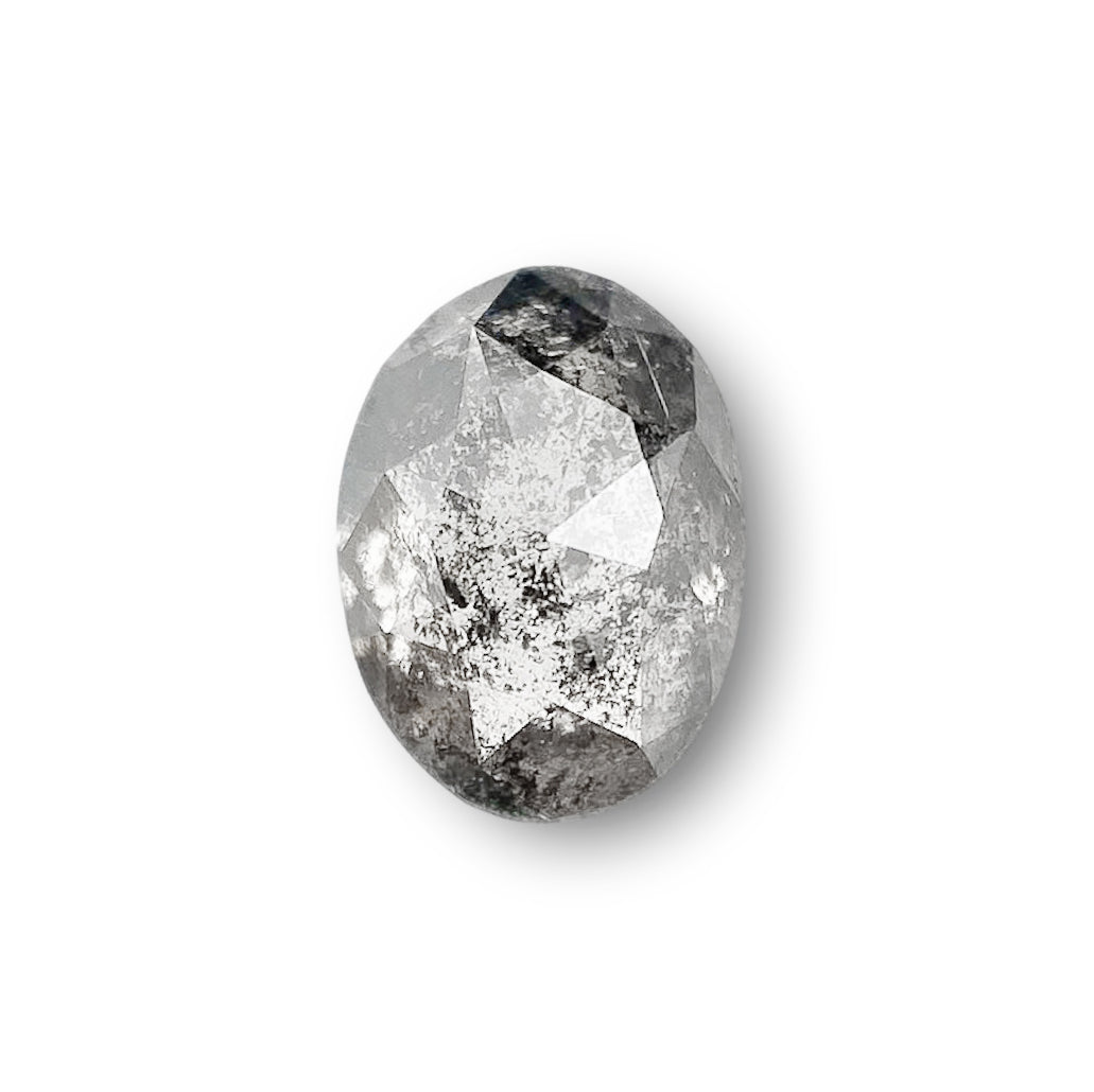 0.79ct | Salt & Pepper Oval Shape Rose Cut Diamond