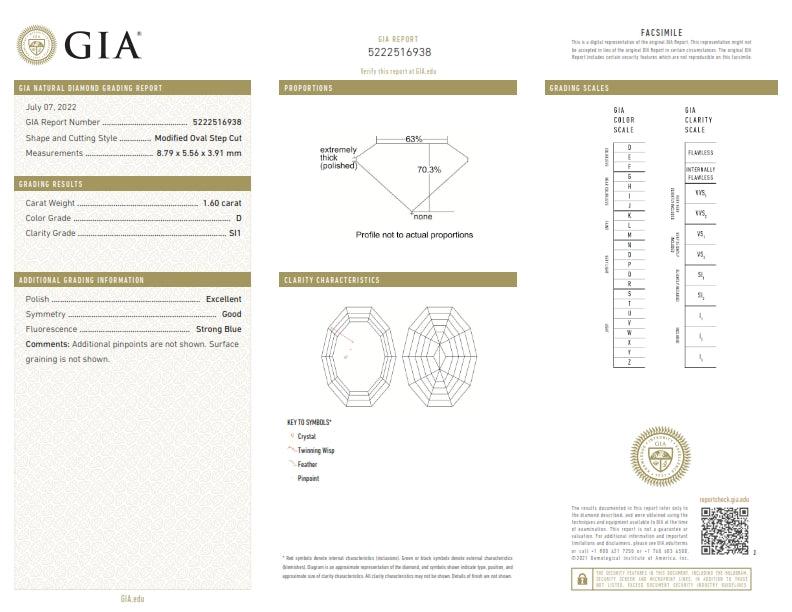 1.60ct | D/SI1 Oval Shape Step Cut Diamond (GIA) - Modern Rustic Diamond