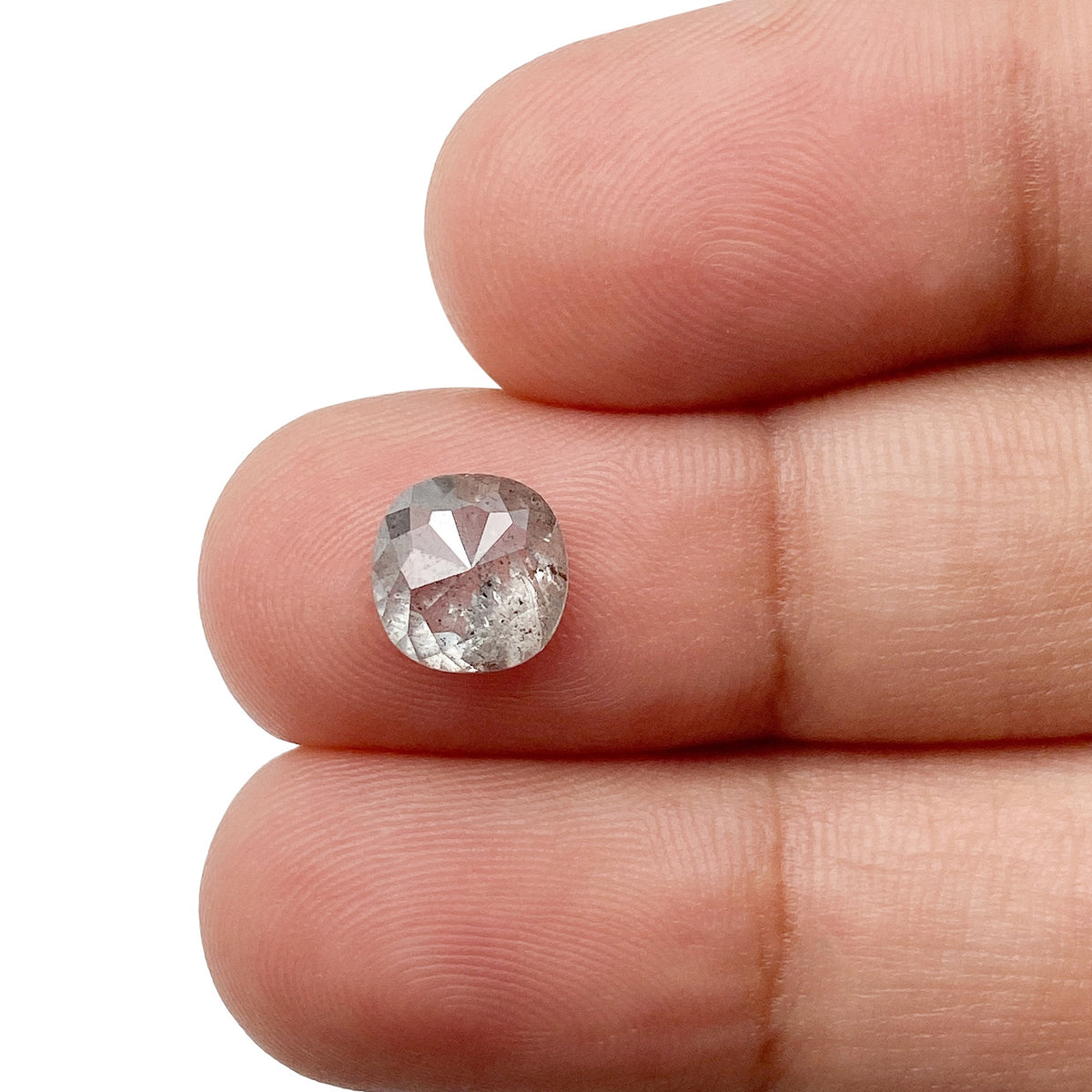 1.60ct | Salt & Pepper Cushion Shape Rose Cut Diamond - Modern Rustic Diamond