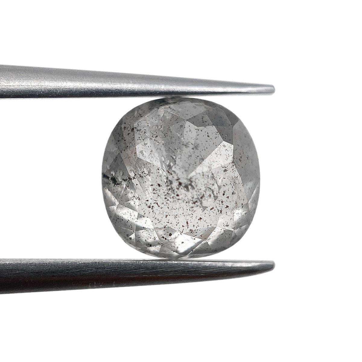 1.60ct | Salt & Pepper Cushion Shape Rose Cut Diamond - Modern Rustic Diamond
