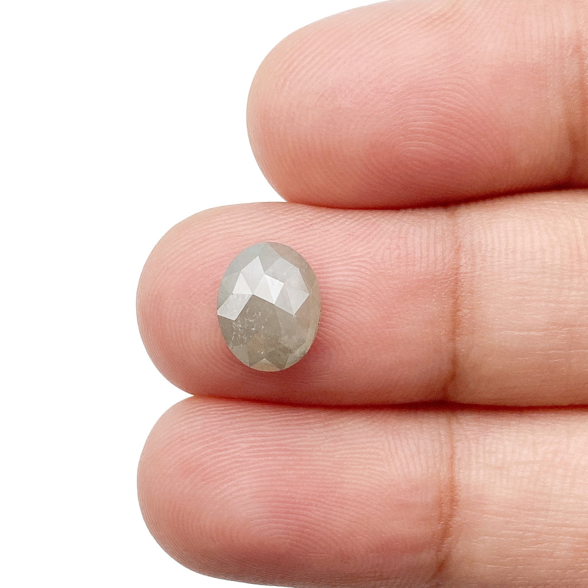 1.60ct | Salt & Pepper Oval Shape Rose Cut Diamond - Modern Rustic Diamond