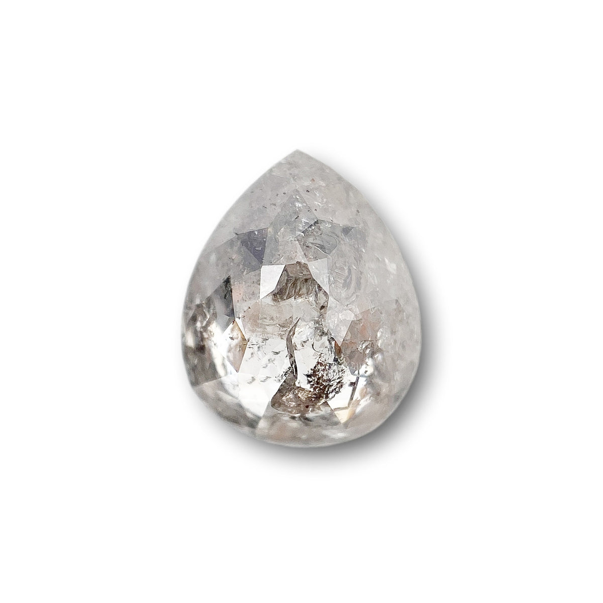 1.37ct | Salt & Pepper Pear Shape Rose Cut Diamond
