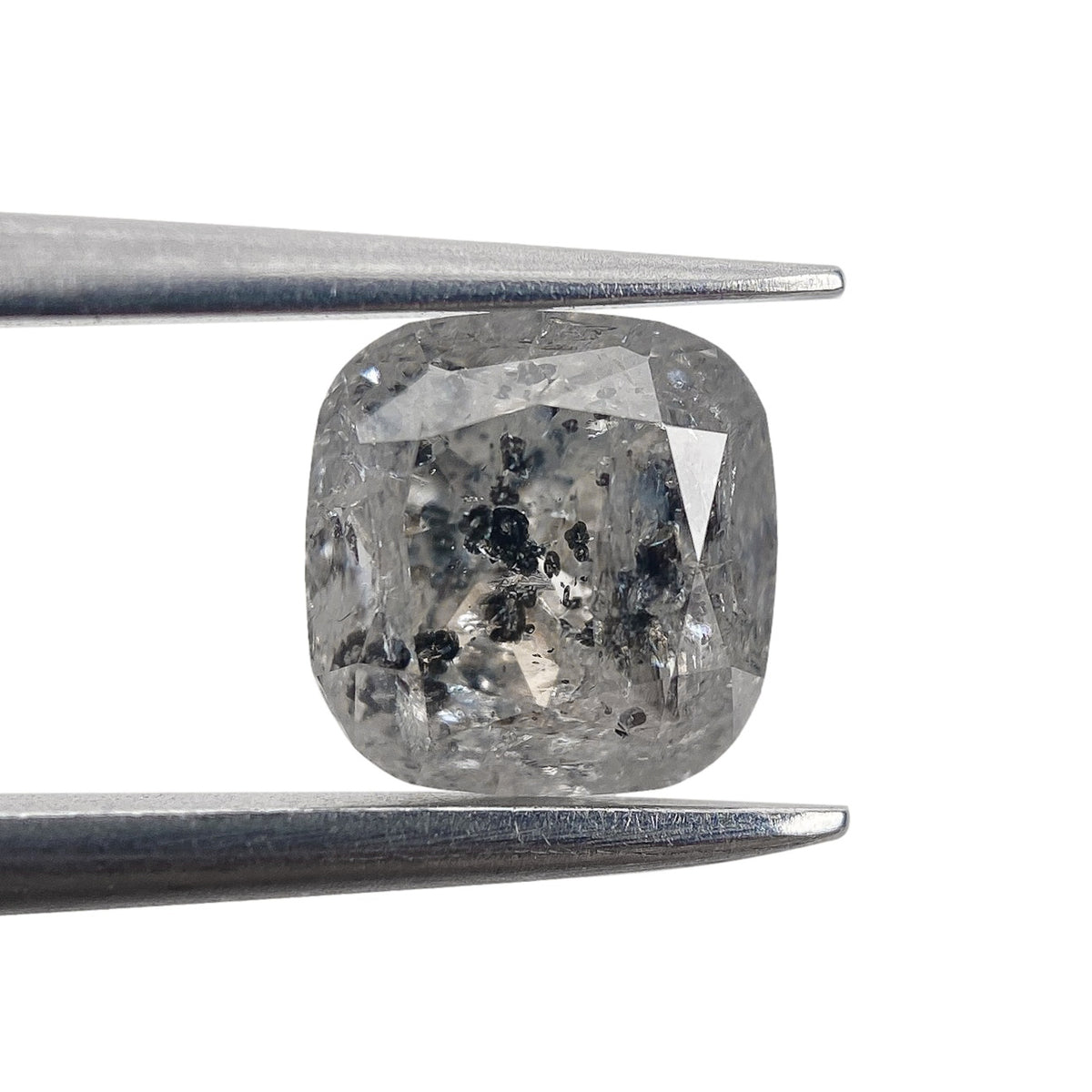 1.61ct | Salt & Pepper Cushion Shape Rose Cut Diamond - Modern Rustic Diamond