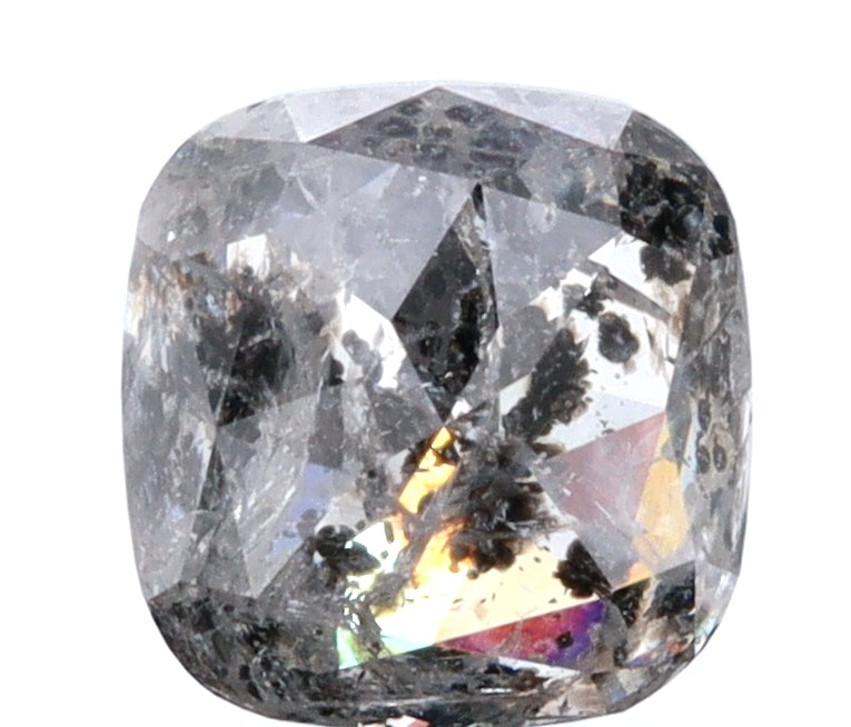 1.61ct | Salt & Pepper Cushion Shape Rose Cut Diamond - Modern Rustic Diamond