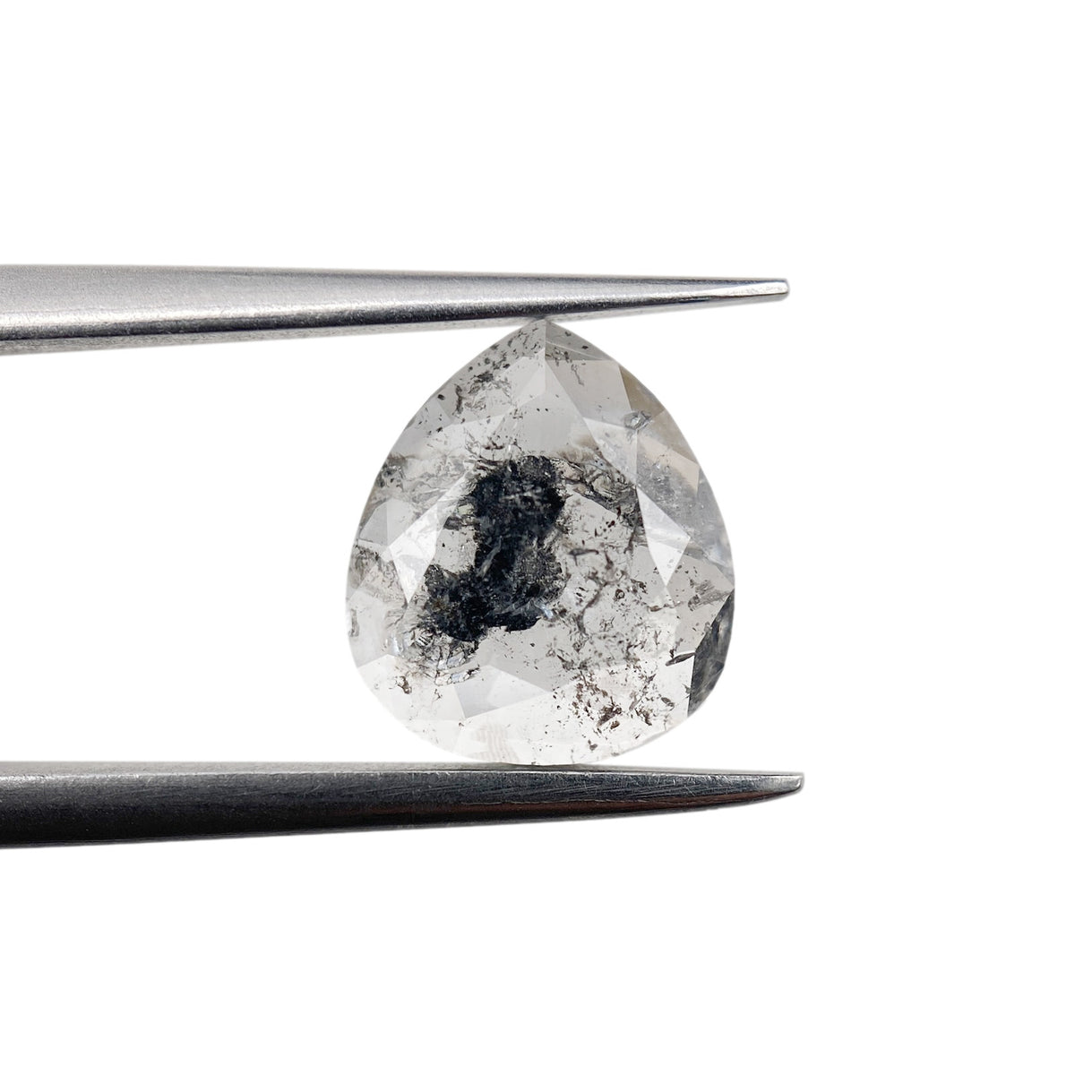 1.61ct | Salt & Pepper Pear Shape Rose Cut Diamond - Modern Rustic Diamond