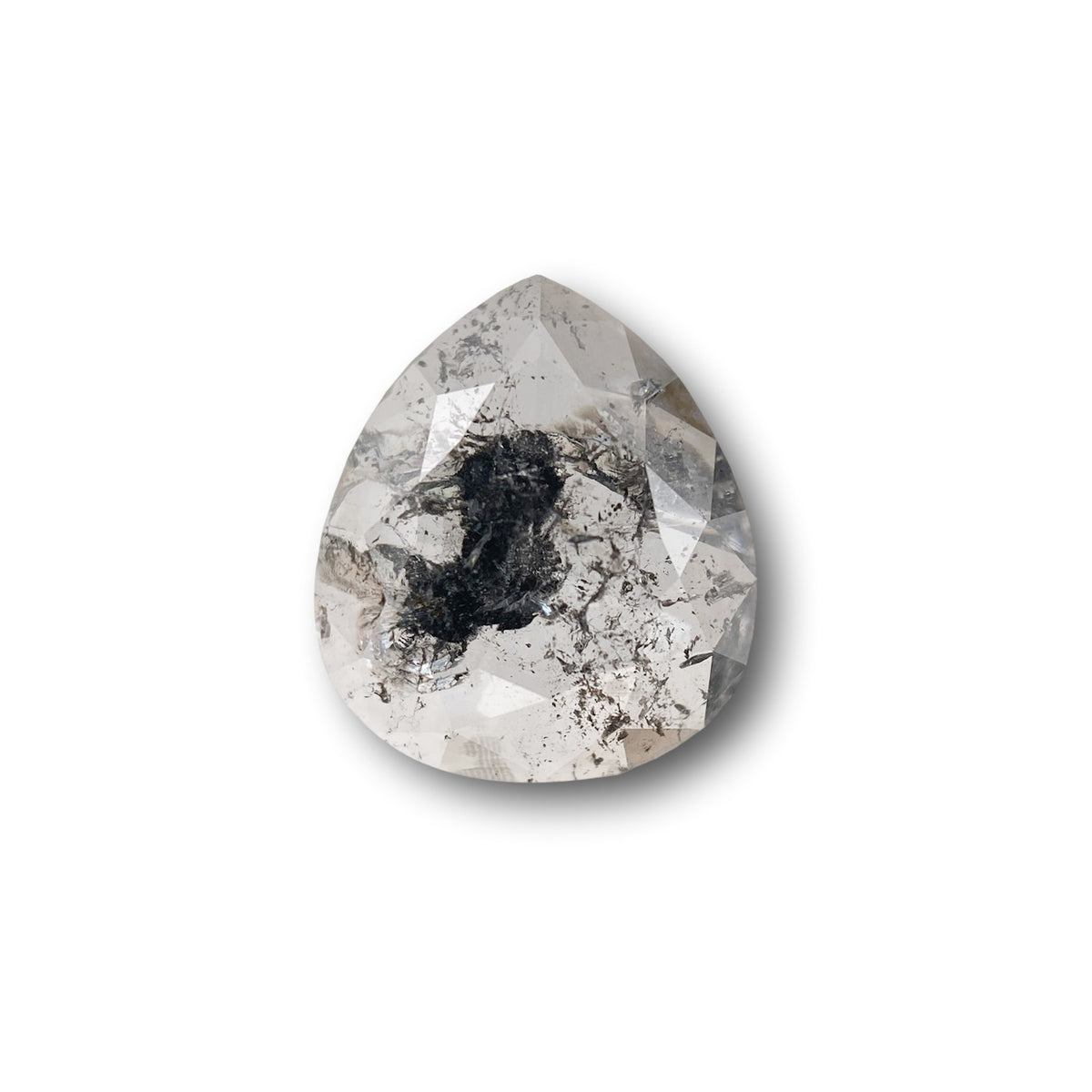 1.61ct | Salt & Pepper Pear Shape Rose Cut Diamond - Modern Rustic Diamond