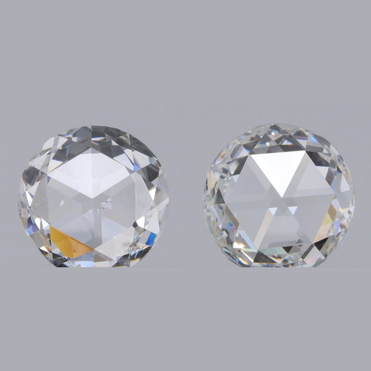 0.87cttw | I-J VS Round Shape Rose Cut Diamond Matched Pair - Modern Rustic Diamond