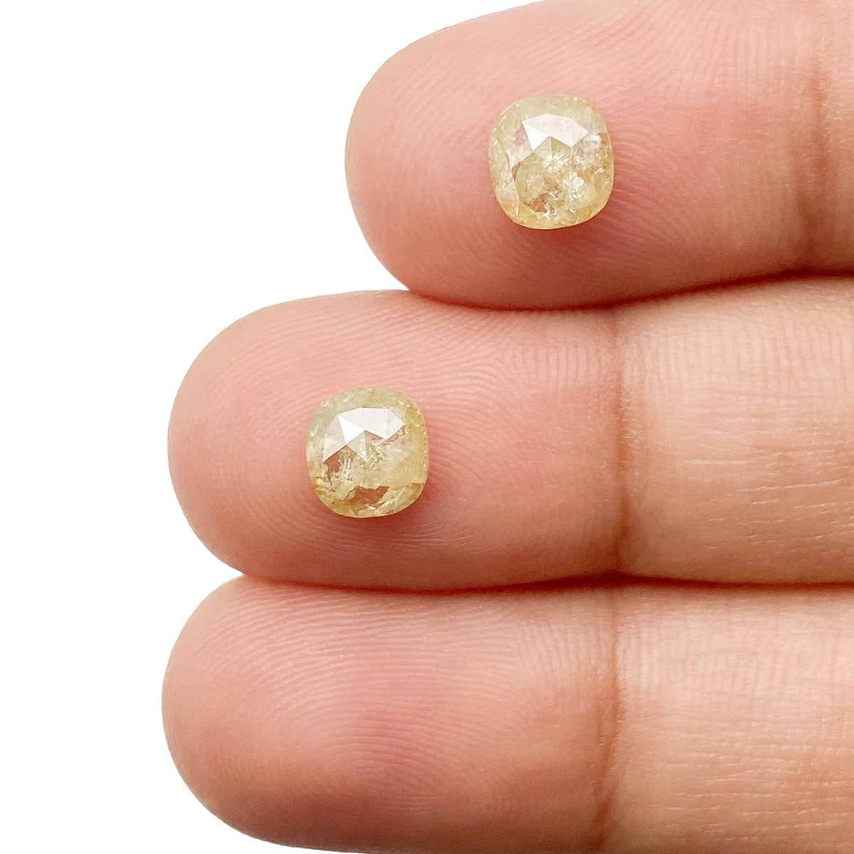 1.62cttw | Rustic  Cushion Shape Rose Cut Diamond Matched Pair - Modern Rustic Diamond