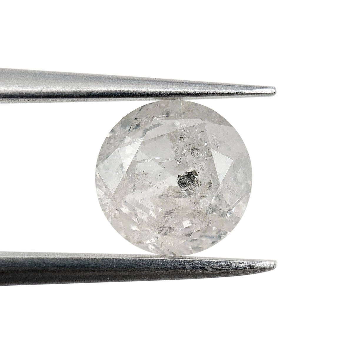 1.63ct | Salt & Pepper Round Shape Brilliant Cut Diamond - Modern Rustic Diamond