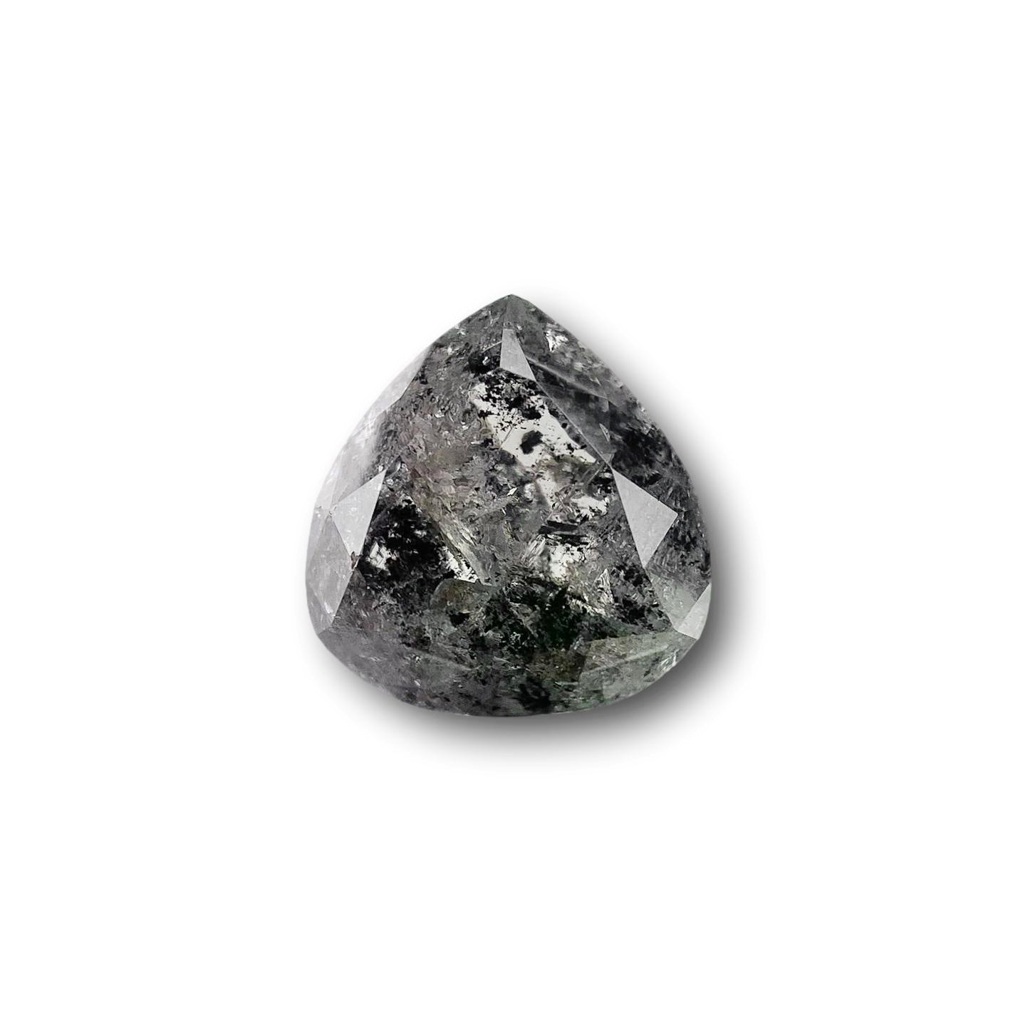 2.07ct | Salt & Pepper Pear Shape Rose Cut Diamond - Modern Rustic Diamond