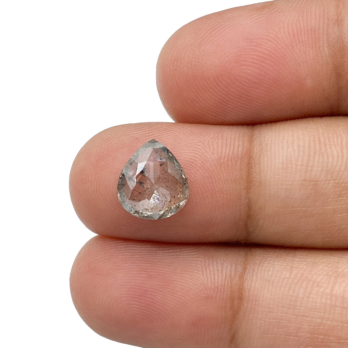 1.64ct | Salt & Pepper Pear Shape Rose Cut Diamond - Modern Rustic Diamond