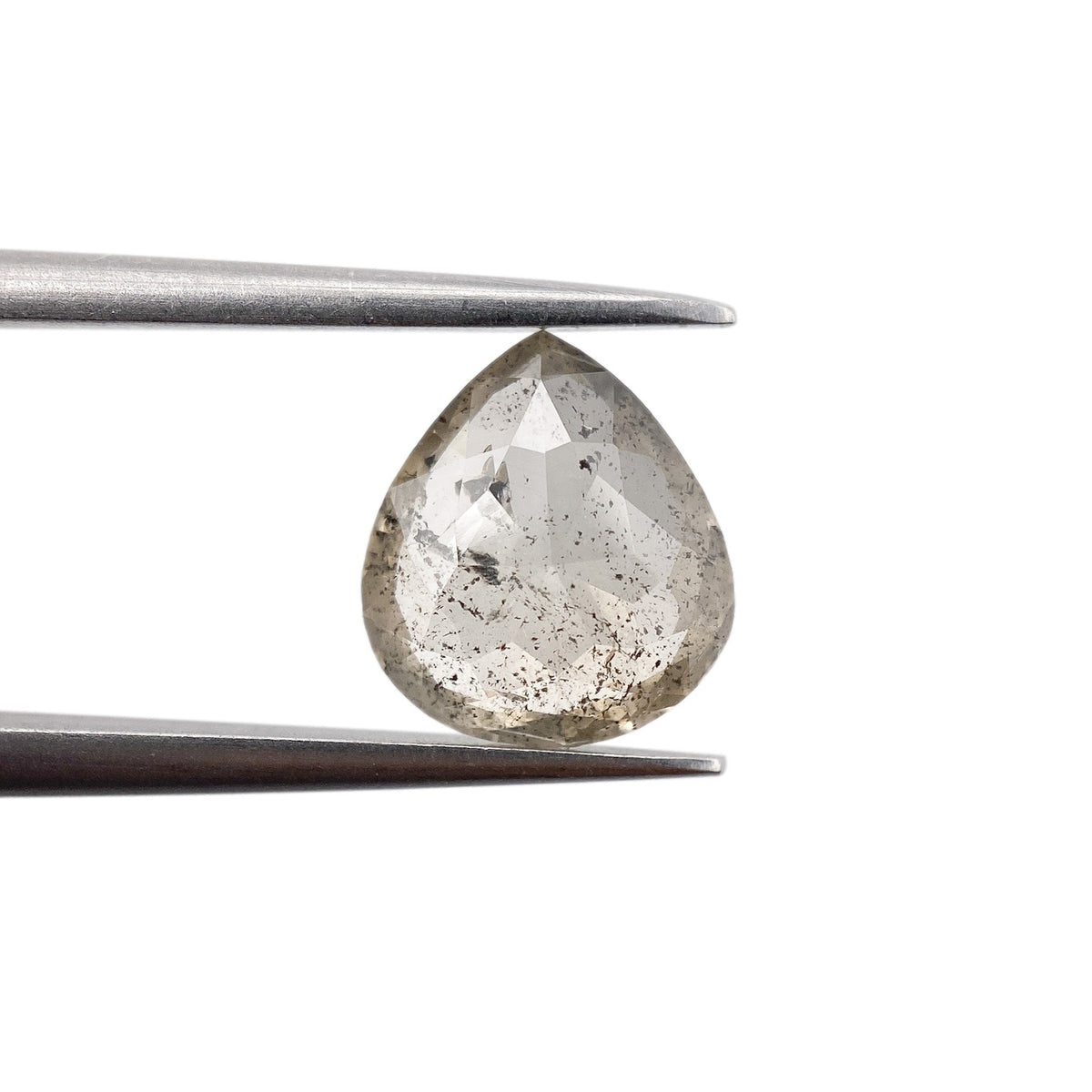1.64ct | Salt & Pepper Pear Shape Rose Cut Diamond - Modern Rustic Diamond