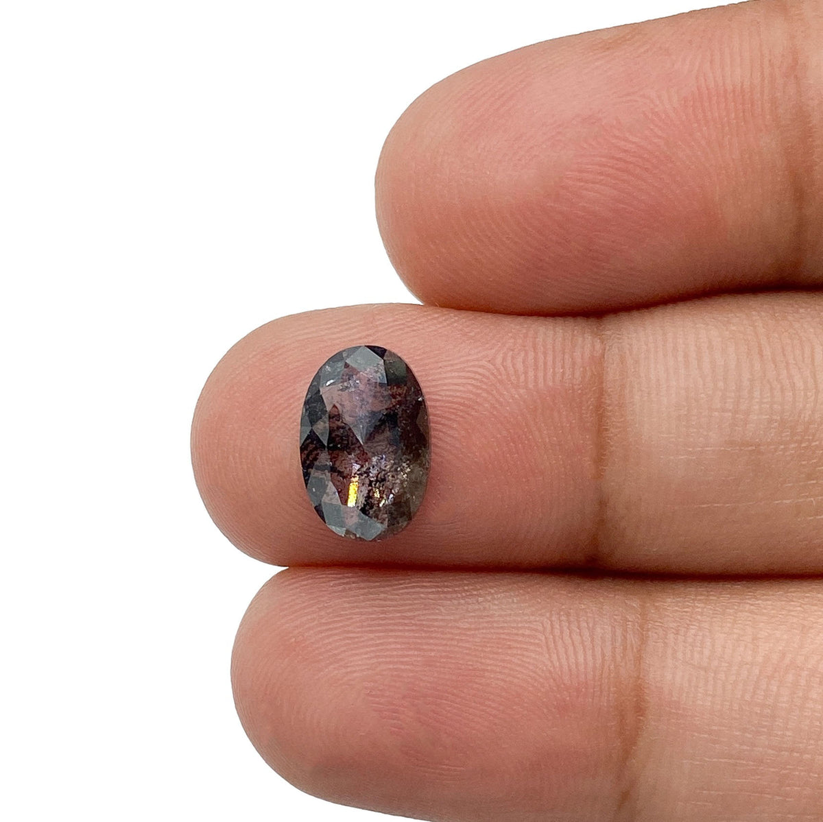1.65ct | Salt & Pepper Oval Shape Rose Cut Diamond - Modern Rustic Diamond