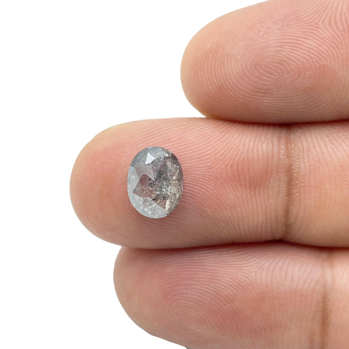 1.65ct | Salt & Pepper Oval Shape Rose Cut Diamond - Modern Rustic Diamond