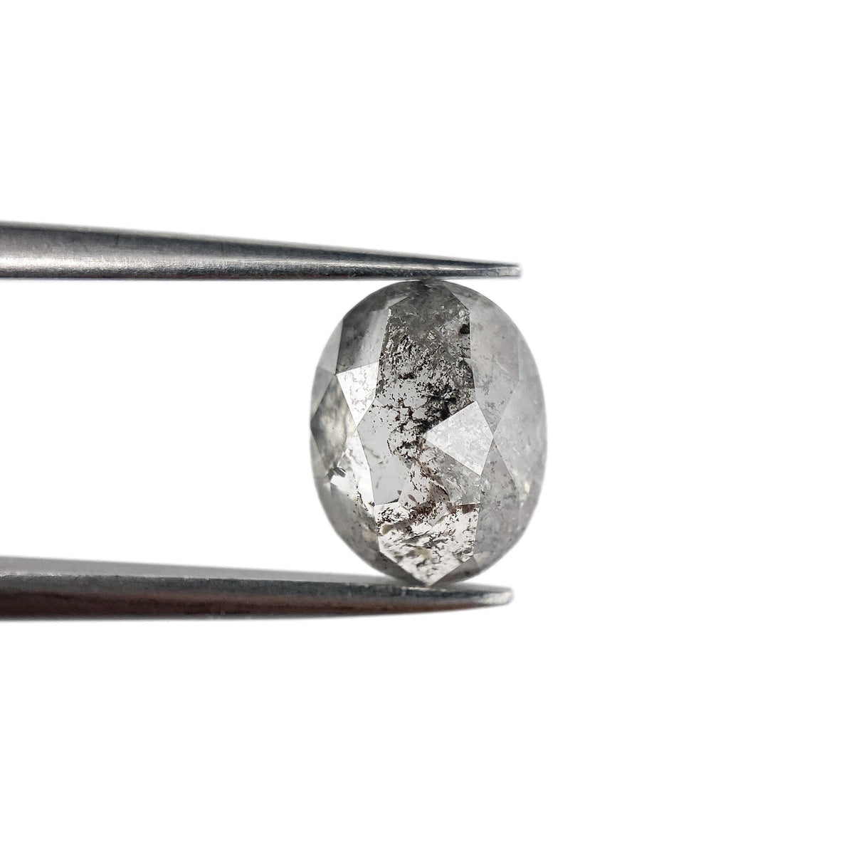 1.65ct | Salt & Pepper Oval Shape Rose Cut Diamond - Modern Rustic Diamond